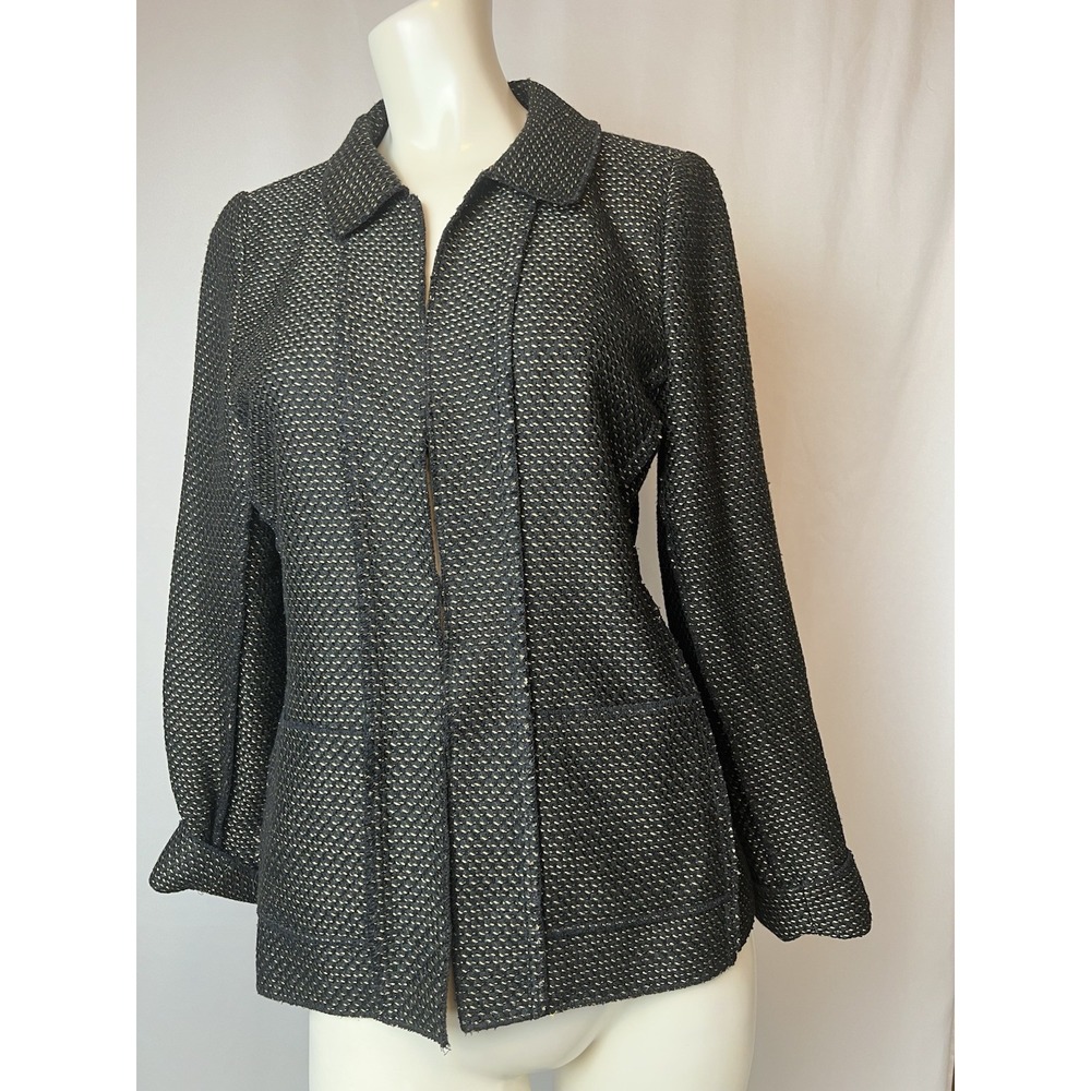 Doncaster Suit Jacket Blazer Black Gold Tweed Business Office Career 6